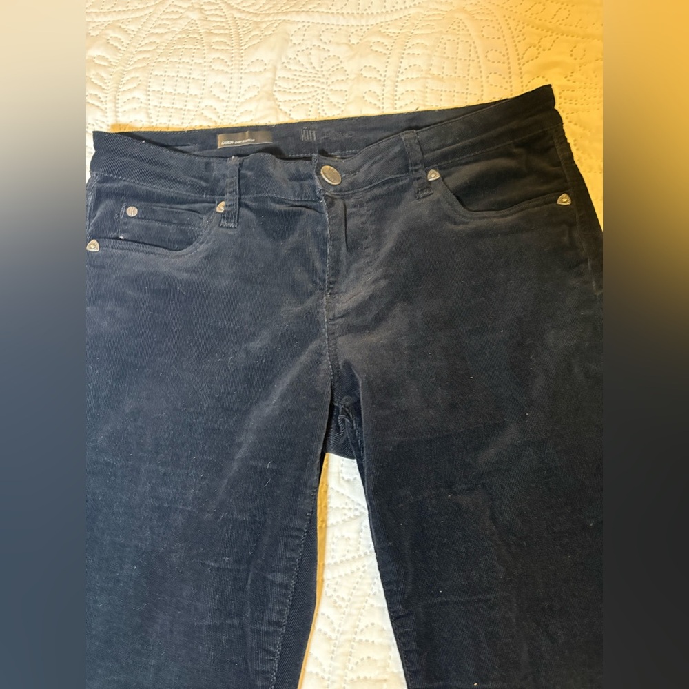 KUT from the Kloth Karen Bootcut Corduroy Jeans Black Minimalist Chic Pants Sz 8 - Picture 4 of 13